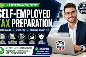 prepare your US self employed, 1099 and schedule c tax return