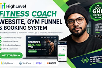 build gohighlevel fitness coach website, gym funnel and booking system