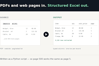 write a python script to extract PDF or website data into excel
