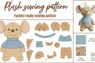 do custom plushie step by step sewing pattern for plush stuffed manufacture