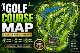 design golf course maps, golf club maps, scorecard maps and vector maps