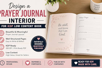 design a prayer journal interior for kdp low content book