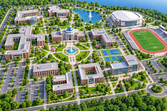 design 2d,3d campus map, university, school map, park map arena wayfinding map