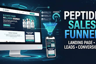 create peptide landing page sales funnel and lead capture website