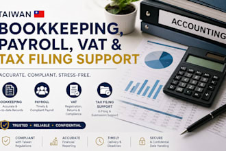 do taiwan bookkeeping, payroll, vat and tax filing support