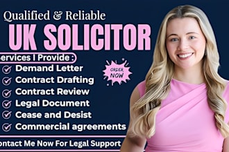 be uk solicitor for cease and desist, contract drafting, review, demand letter