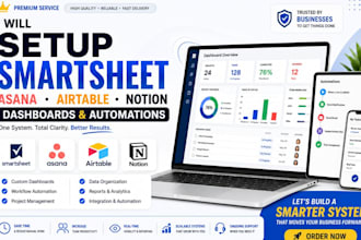 setup smartsheet asana airtable notion dashboards and automations