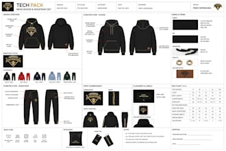 design fashion apparel, clothing tech pack, technical sketch