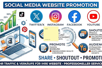 shoutout promote share website link to 300m twitter ig fb yt tiktok pinterest