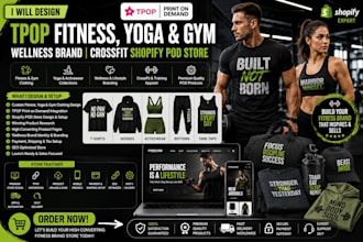 design tpop fitness yoga gym clothing wellness brand crossfit shopify pod store