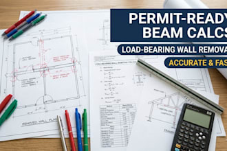 do structural calculation for load bearing wall removal and beam sizing