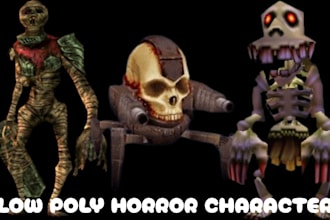 create creepy ps1 psx style low poly horror characters monster 3d model for game