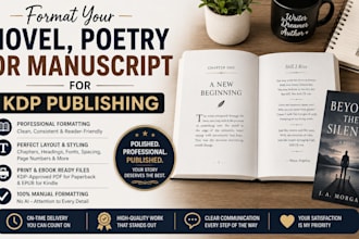 format your novel, poetry or manuscript for kdp publishing