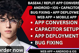 convert base44 or replit app to android ios with capacitor android app publish