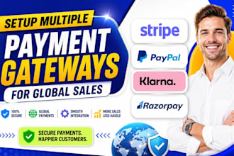 set up multiple payment gateways stripe paypal klarna razorpay for global sales