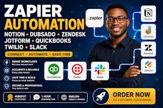 setup zapier notion dubsado zendesk jotform quickbooks twilio slack automation