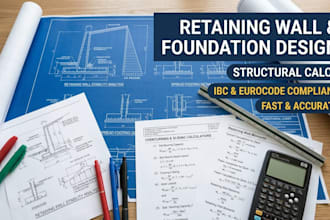 do structural calculation for retaining wall design and foundation footings
