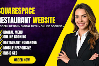 design squarespace restaurant website with menu and booking