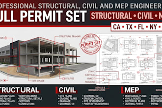 do structural, civil and mep engineering full permit sets for ca, tx, fl, ny, oh