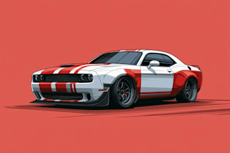 draw awesome car and vehicle vector illustration