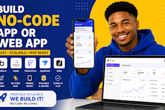 build no code app or web app bubble io adalo flutterflow appsheet glide mvp