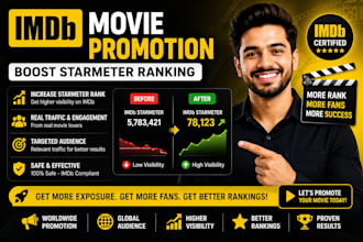 promote imdb page organcally, increase imdb starmeter ranking, imdb promotion
