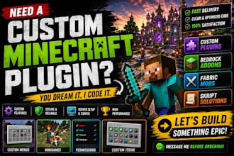 code a custom minecraft plugin spigot fabric mod skript bedrock addon forge mod