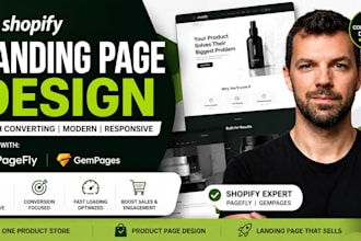 design a shopify landing page, product page with pagefly and gempages