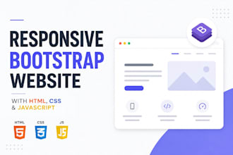 build responsive bootstrap website with HTML CSS and javascript