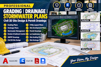 design grading plan, drainage plan, stormwater and swppp drawings