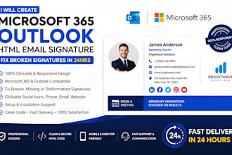 create microsoft 365 outlook HTML email signature, fix broken email signatures