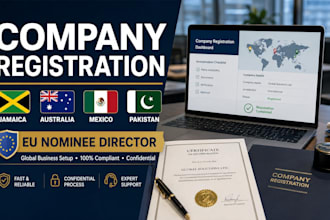 company registration in jamaica, australia, mexico, pakistan with eu nominee