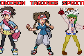 draw pokemon trainer pixel art sprite sheet nsfw pixel art animation video game