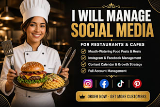 be your social media manager for restaurant cafe and food business