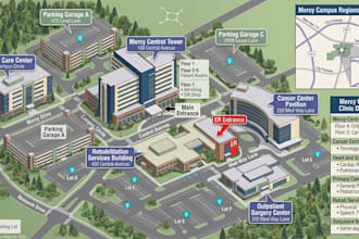 design hospital wayfinding map, medical campus map and clinic directory