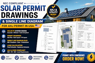 create nec compliant solar permit drawing and single line diagram for ahj permit