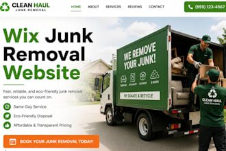 design wix junk removal website hauling trash cleanout service website setup