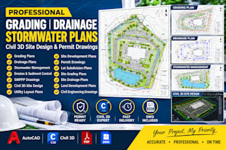 design grading plan, drainage plan, stormwater and civil 3d site plan
