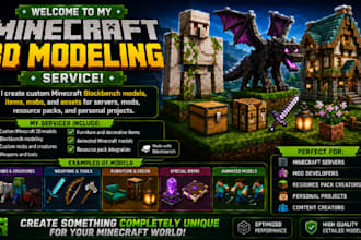 create minecraft blockbench 3d models, custom items and mobs