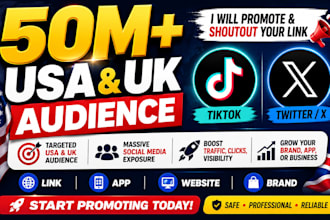 promote shoutout your link to USA, UK twitter tiktok audiences