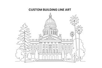 create minimalist building and house portrait line art