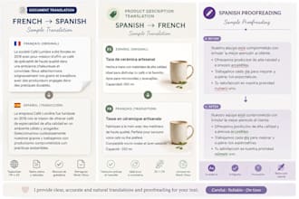 translate and proofread french and spanish texts