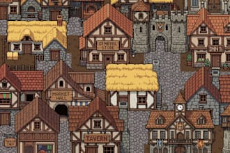 pixel art tileset 2d top down game tilemap village overworld scenery landscape