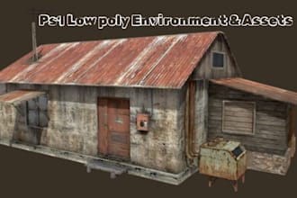 create ps1 psx n64 low poly game assets props and low poly horror environments