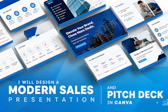 design a modern sales presentation and pitch deck in canva