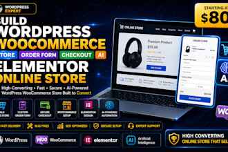 build wordpress woocommerce store order form checkout ai elementor online store