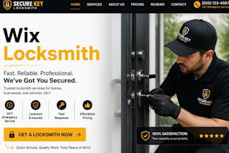 design wix lockmith website emergency lock repair key replacement website setup