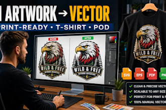 convert ai artwork to print ready vector for t shirt and pod designs