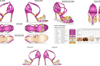 design luxury footwear and detailed shoe tech packs for your brand