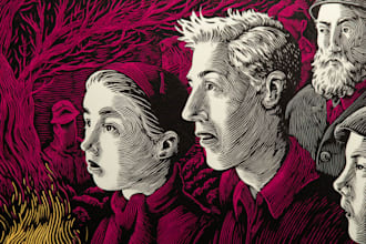 raw detailed dark art with woodcut or linocut style